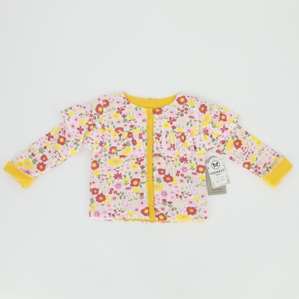 THE HONEST COMPANY Cotton Reversible Ruffled Cardigan
